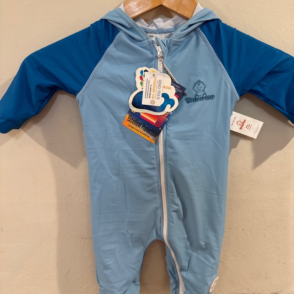 BONVERANO Baby Boys Swimsuit UPF 50+ Sun Protection, Zip Front Hoodie